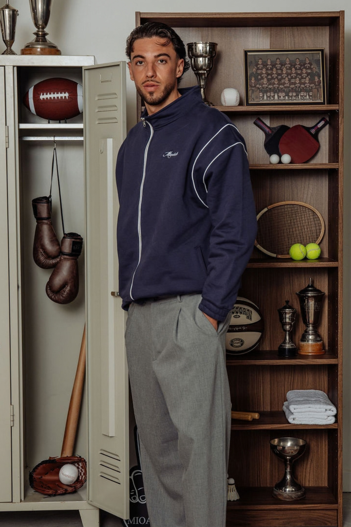 SCRIPT TRACK JACKET NAVY