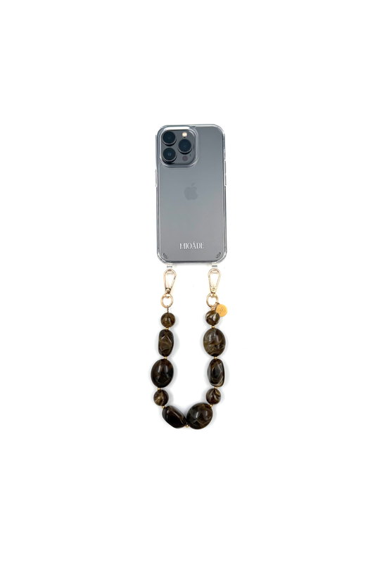 SHORT PHONE CORD TAUPE STONES