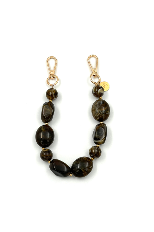 SHORT PHONE CORD TAUPE STONES