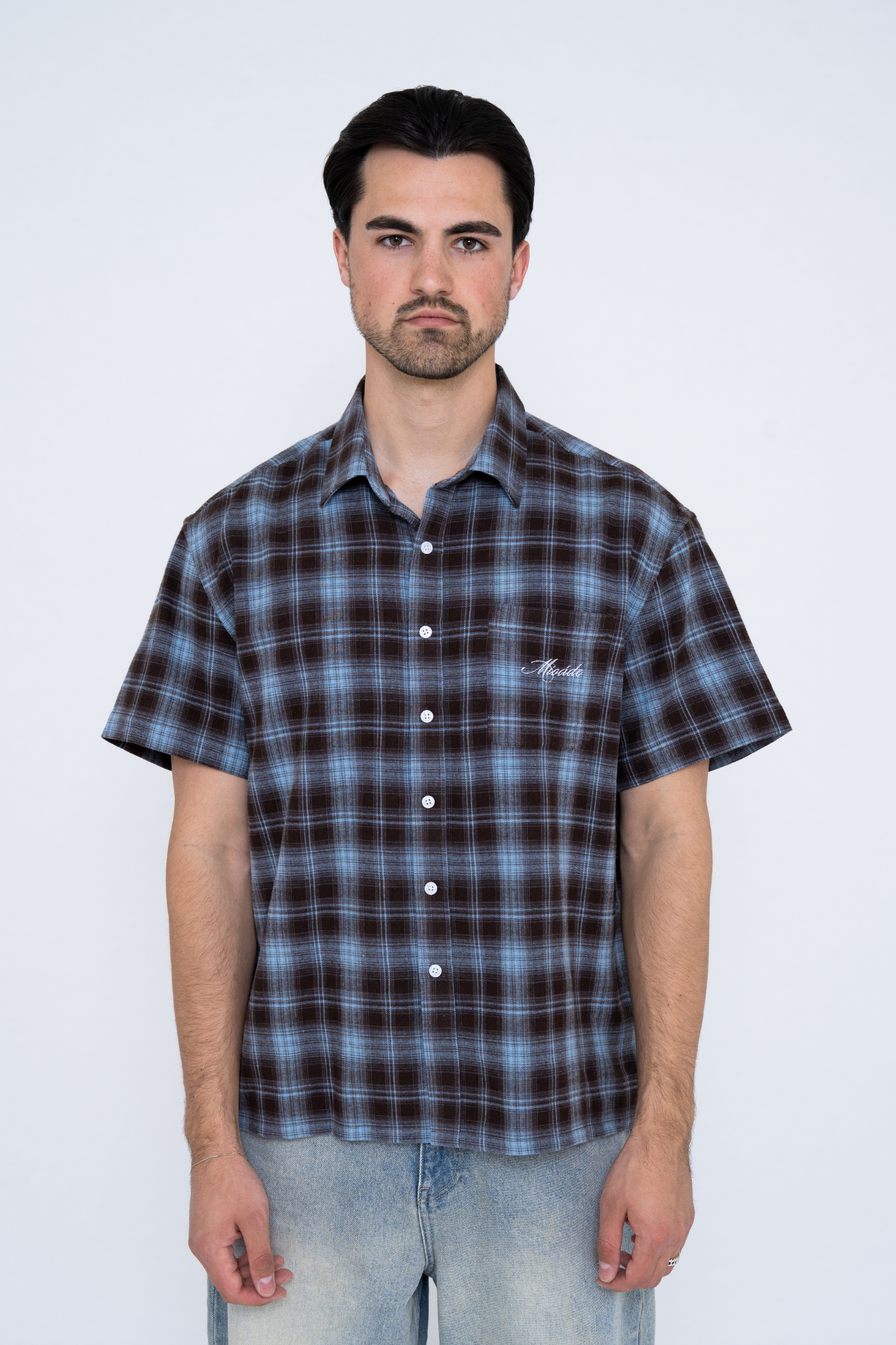 CHECKED SHIRT BROWN BLUE