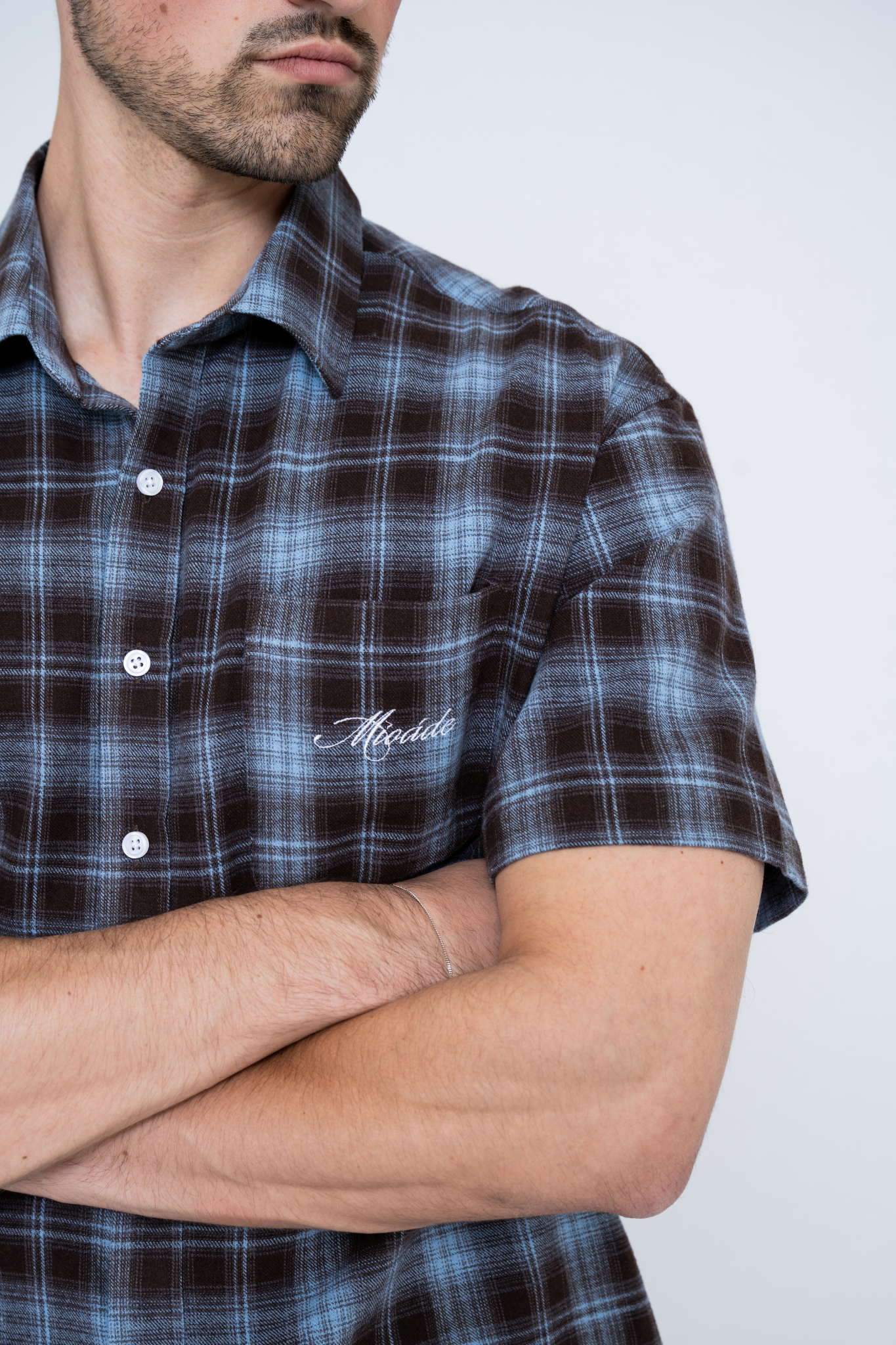 CHECKED SHIRT BROWN BLUE