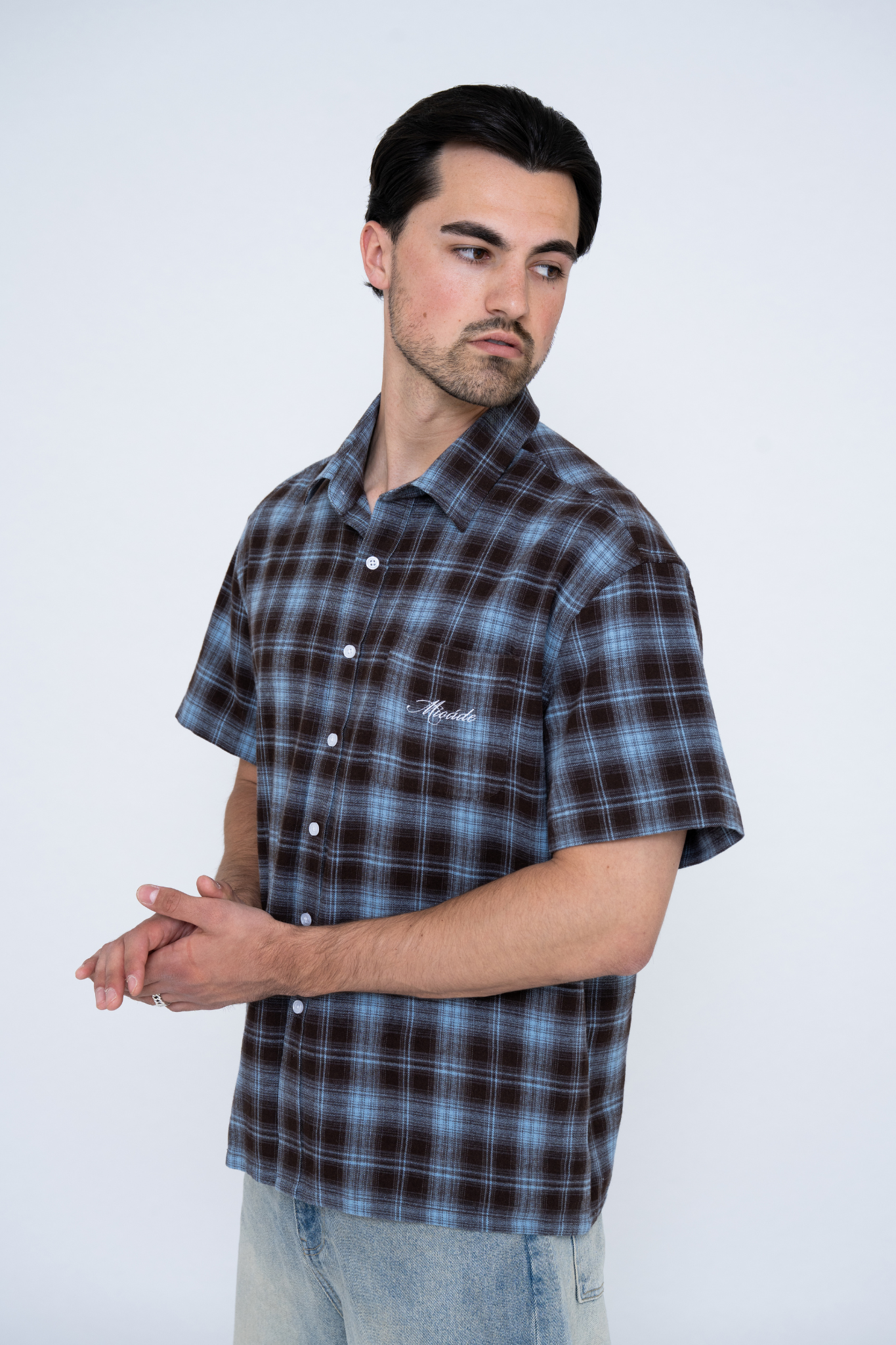 CHECKED SHIRT BROWN BLUE
