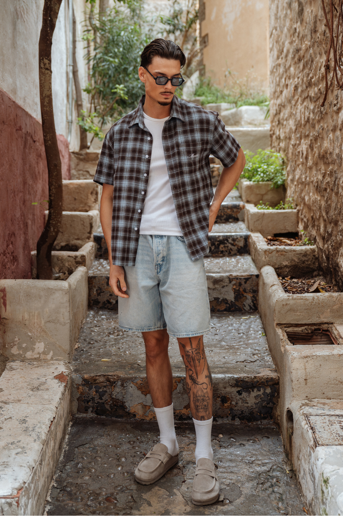 CHECKED SHIRT BROWN BLUE