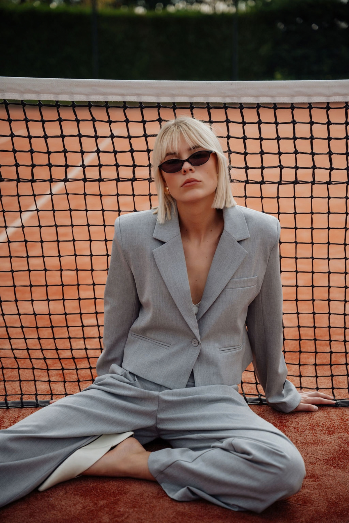 CROPPED BLAZER SET GREY