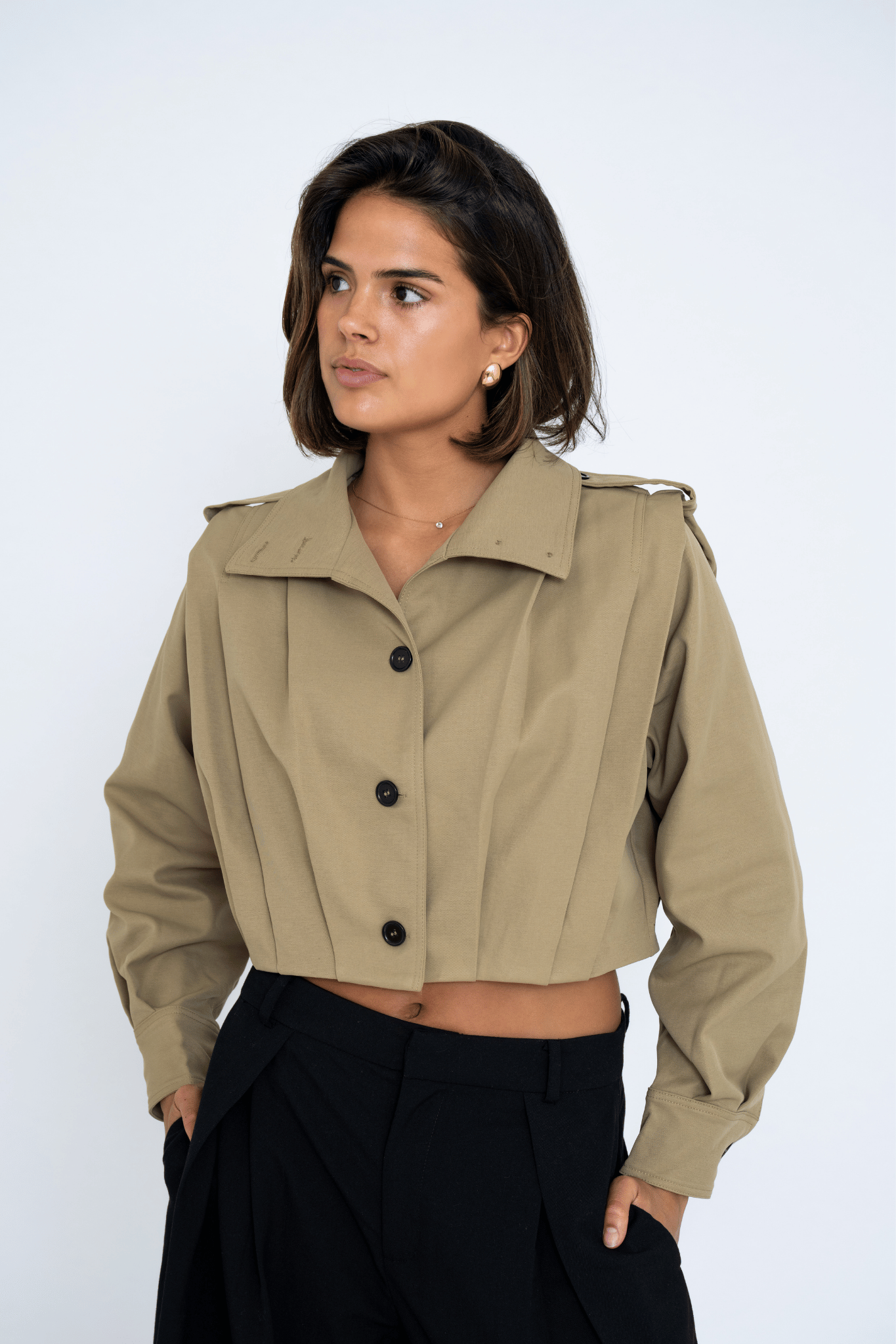CROPPED TRENCH BEIGE