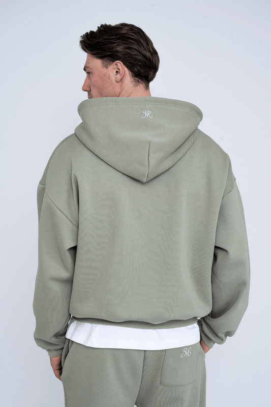 SCRIPT ZIP HOODIE GREEN