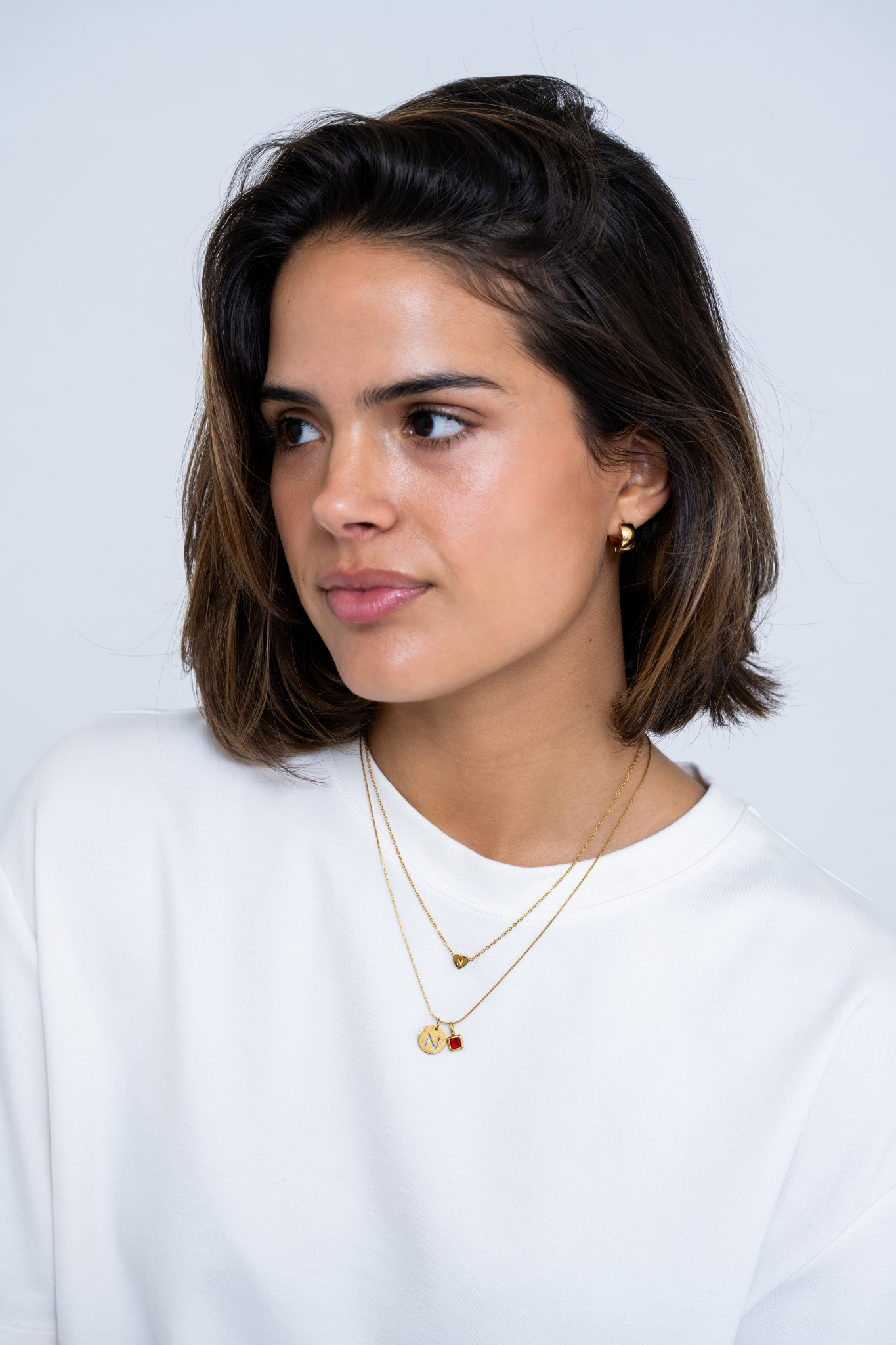 INITIAL COIN NECKLACE WITH BIRTHSTONE