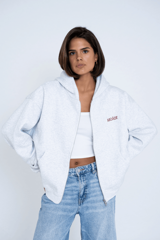 LOGO ZIP HOODIE GREY