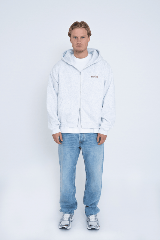LOGO ZIP HOODIE GREY