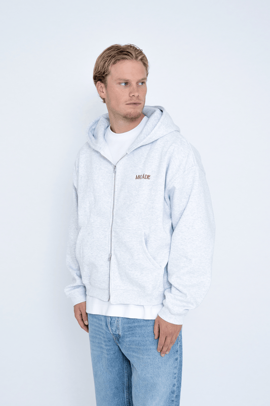 LOGO ZIP HOODIE GREY
