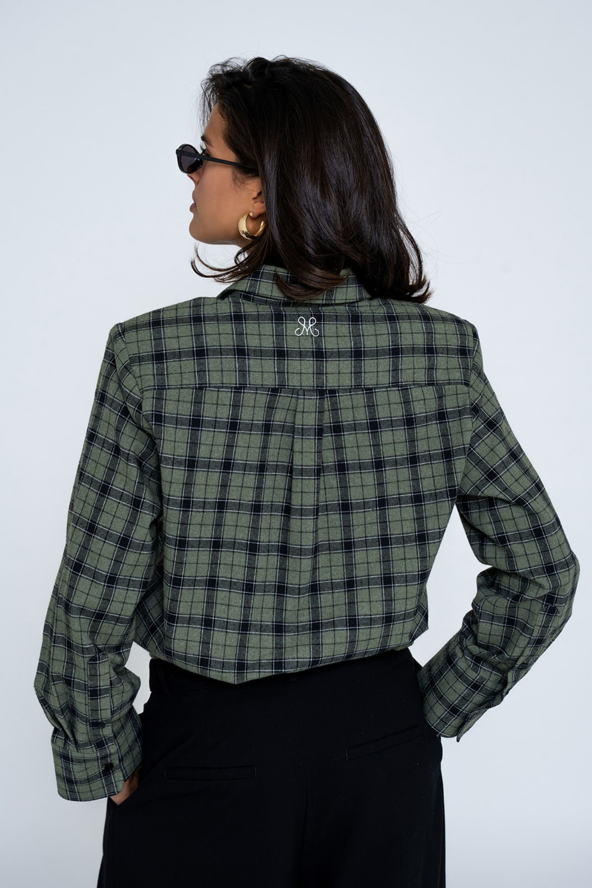 PADDED SHOULDER CHECKED SHIRT GREEN