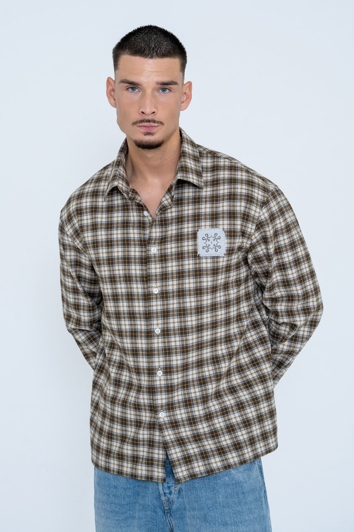 PATCH FLANNEL SHIRT BROWN