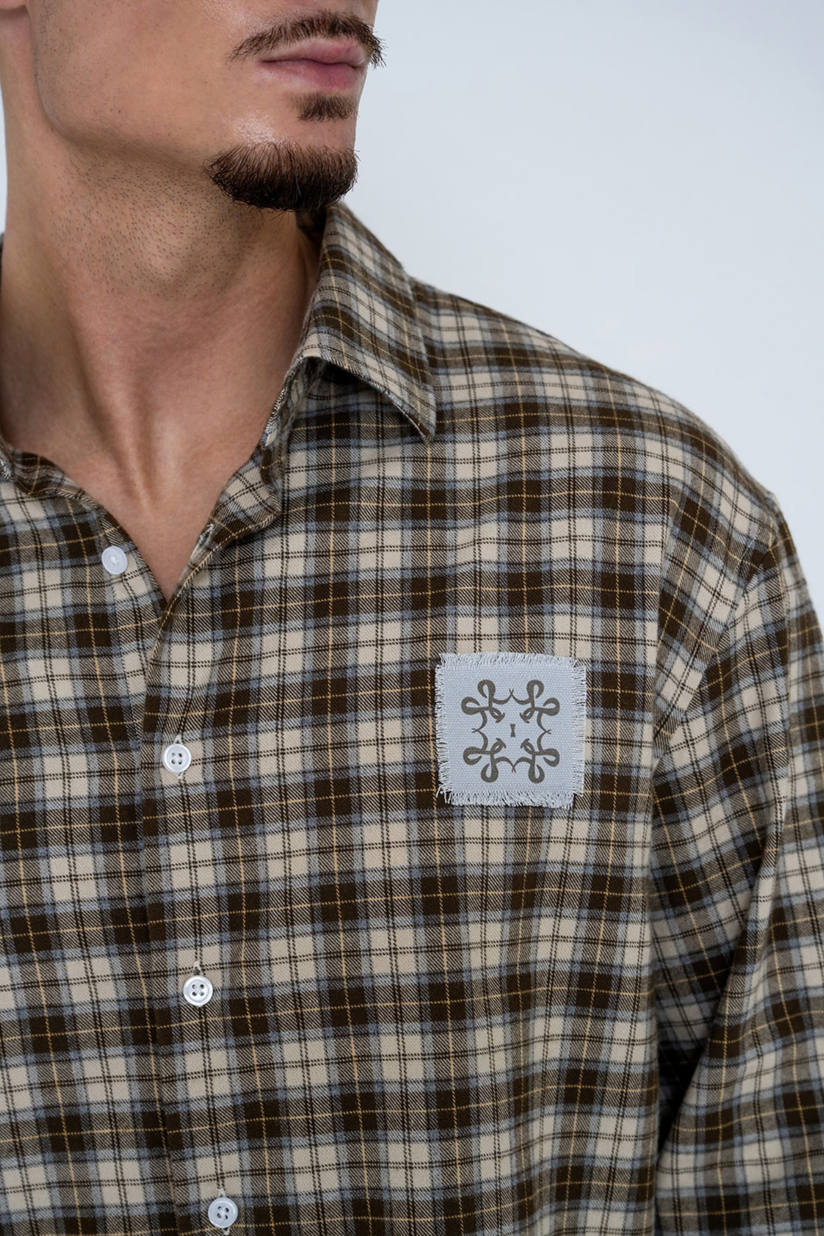 PATCH FLANNEL SHIRT BROWN