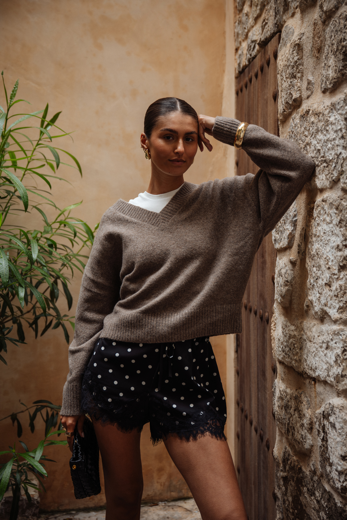 POLKA DOT LACE SHORTS BLACK