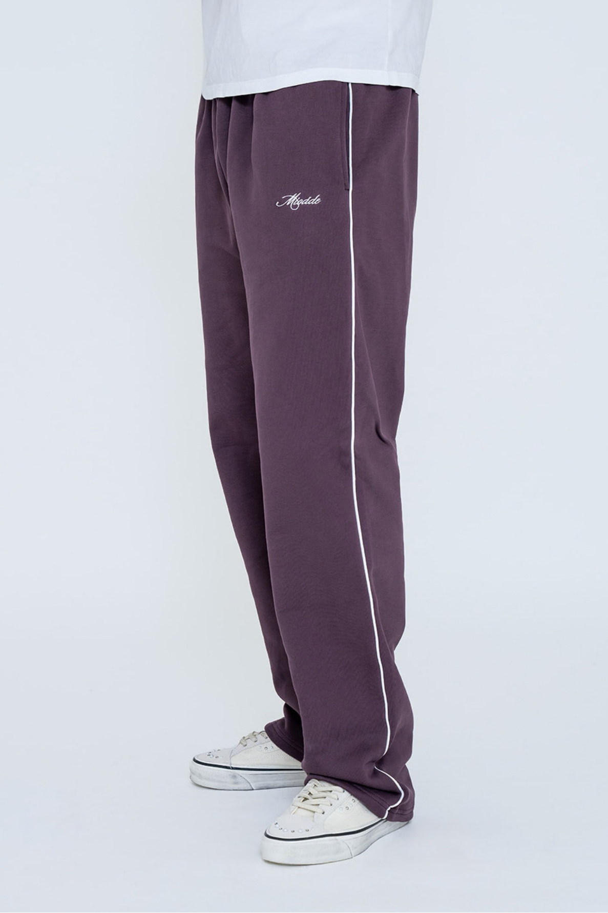 SCRIPT TRACK PANTS PLUM