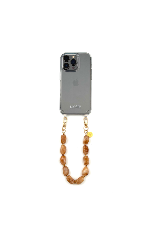 SHORT PHONE CORD BEIGE BEADS