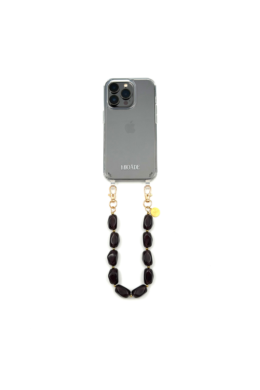 SHORT PHONE CORD GREY BEADS