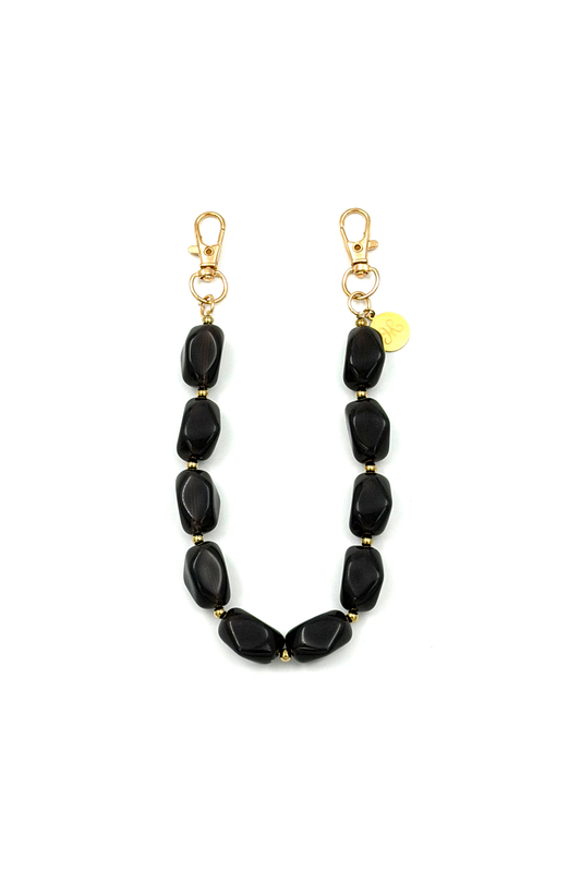 SHORT PHONE CORD GREY BEADS