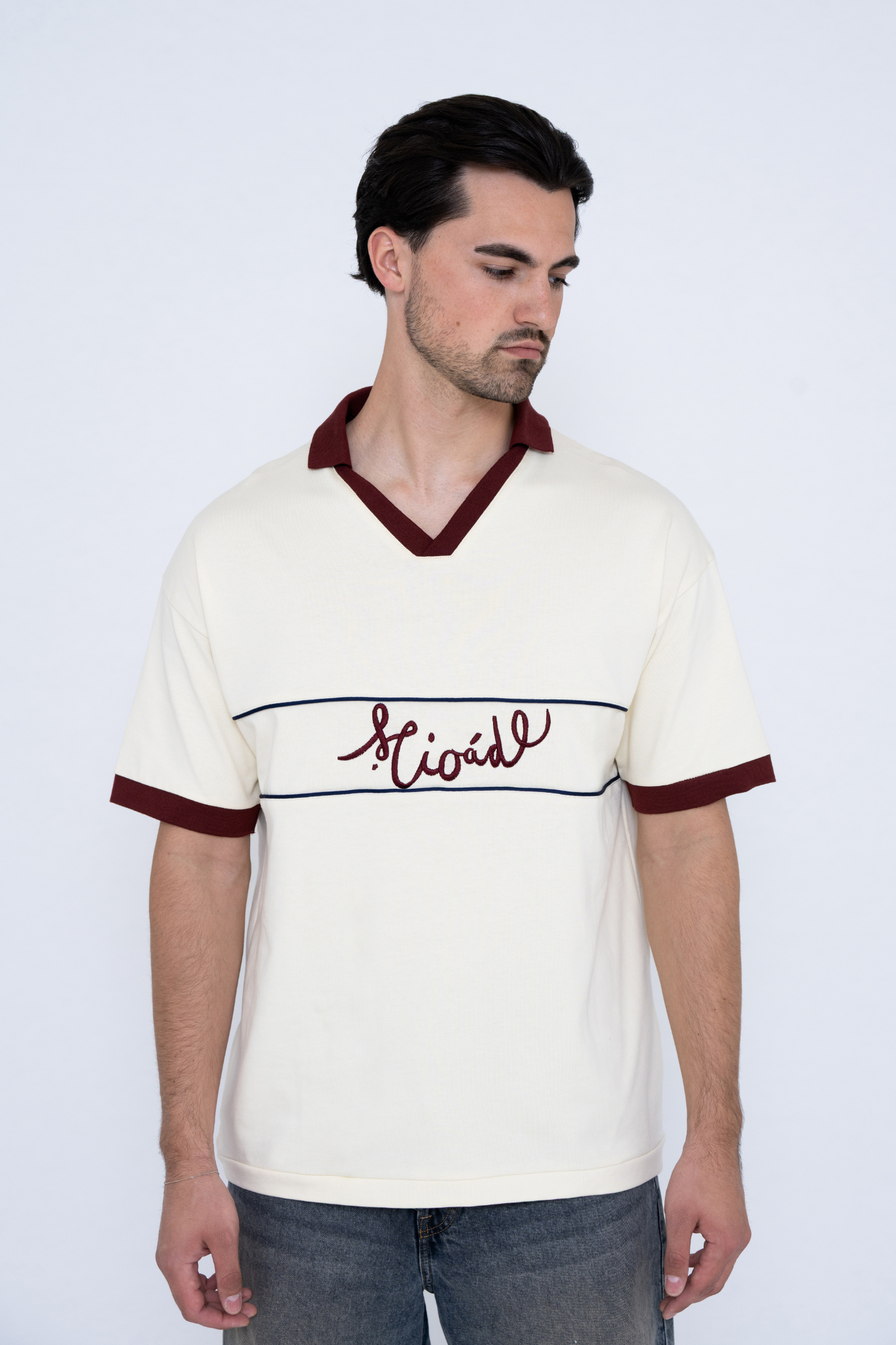 SCRIPT POLO T-SHIRT CREAM