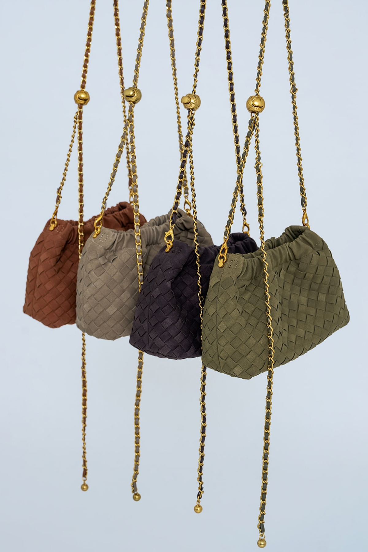 WOVEN SUEDE CROSSBODY BAG DARK BROWN