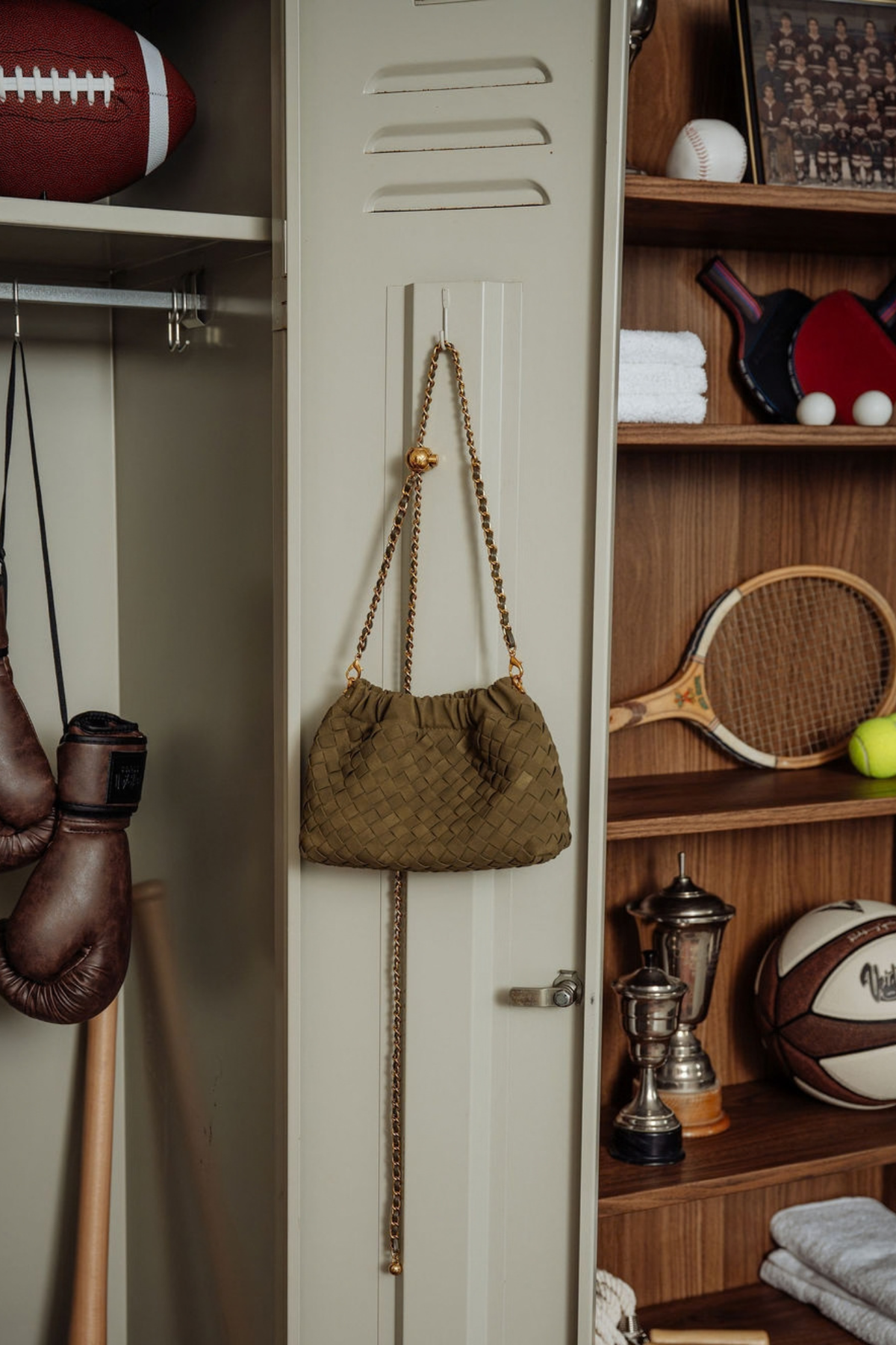 WOVEN SUEDE CROSSBODY BAG OLIVE GREEN