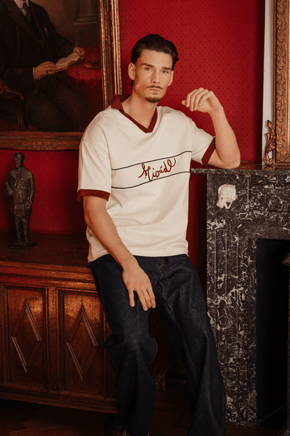 SCRIPT POLO T-SHIRT CREAM