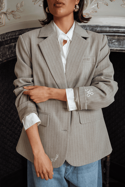 PINSTRIPE BLAZER GREY