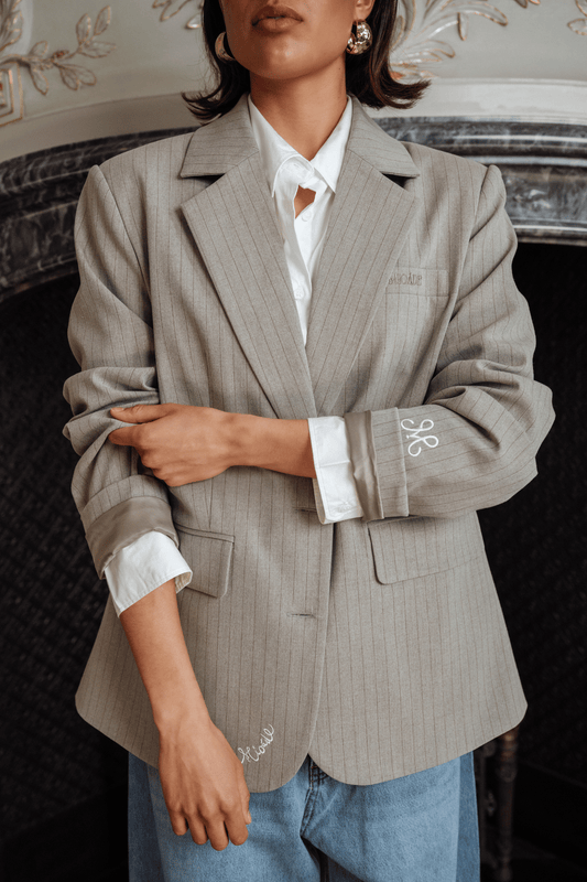 PINSTRIPE BLAZER GREY