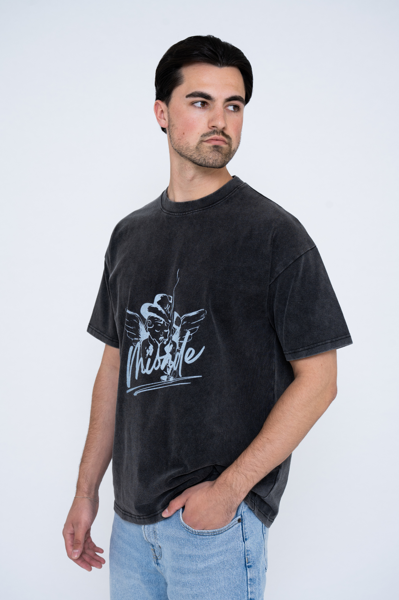 ANGEL T-SHIRT WASHED BLACK