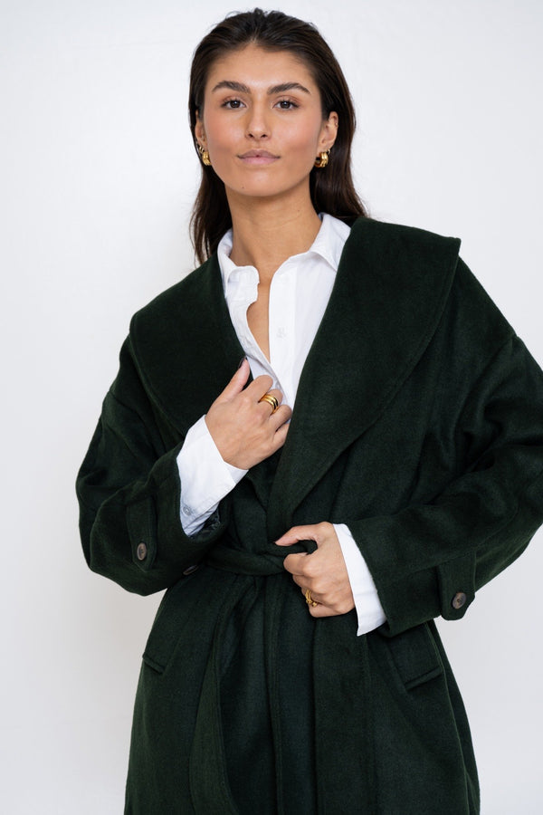 BELTED COAT DARK GREEN