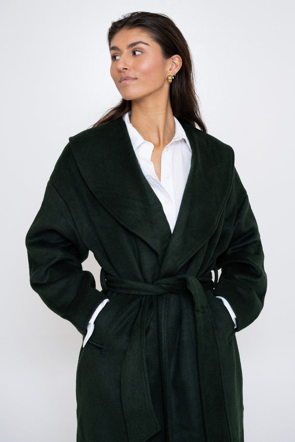 BELTED COAT DARK GREEN