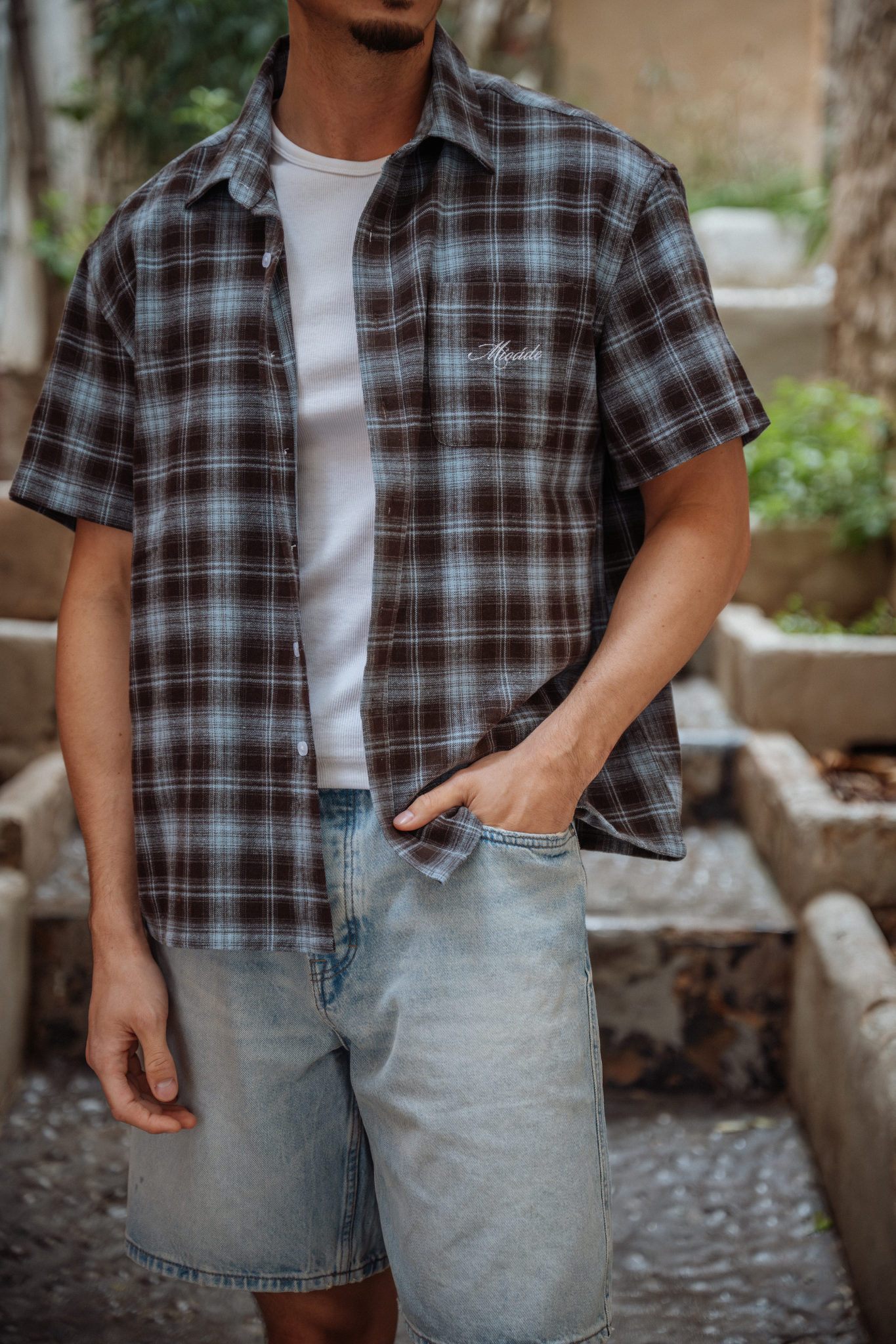 CHECKED SHIRT BROWN BLUE