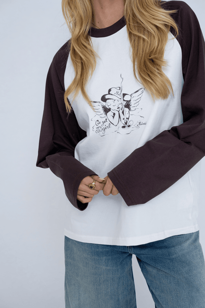 COWGIRL LONGSLEEVE WHITE/BROWN