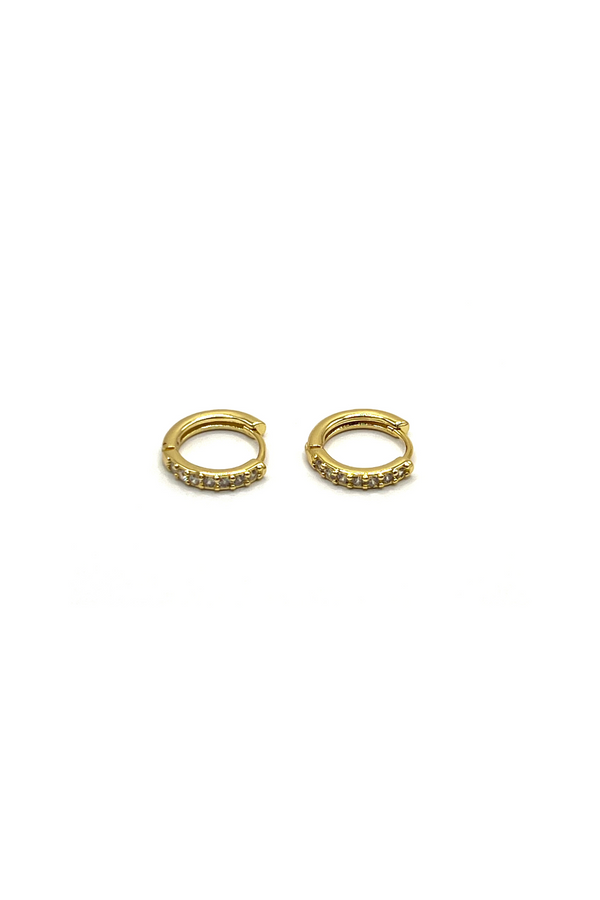 CRYSTAL MINI HOOPS GOLD