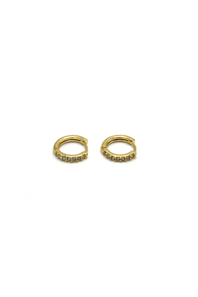 CRYSTAL MINI HOOPS GOLD