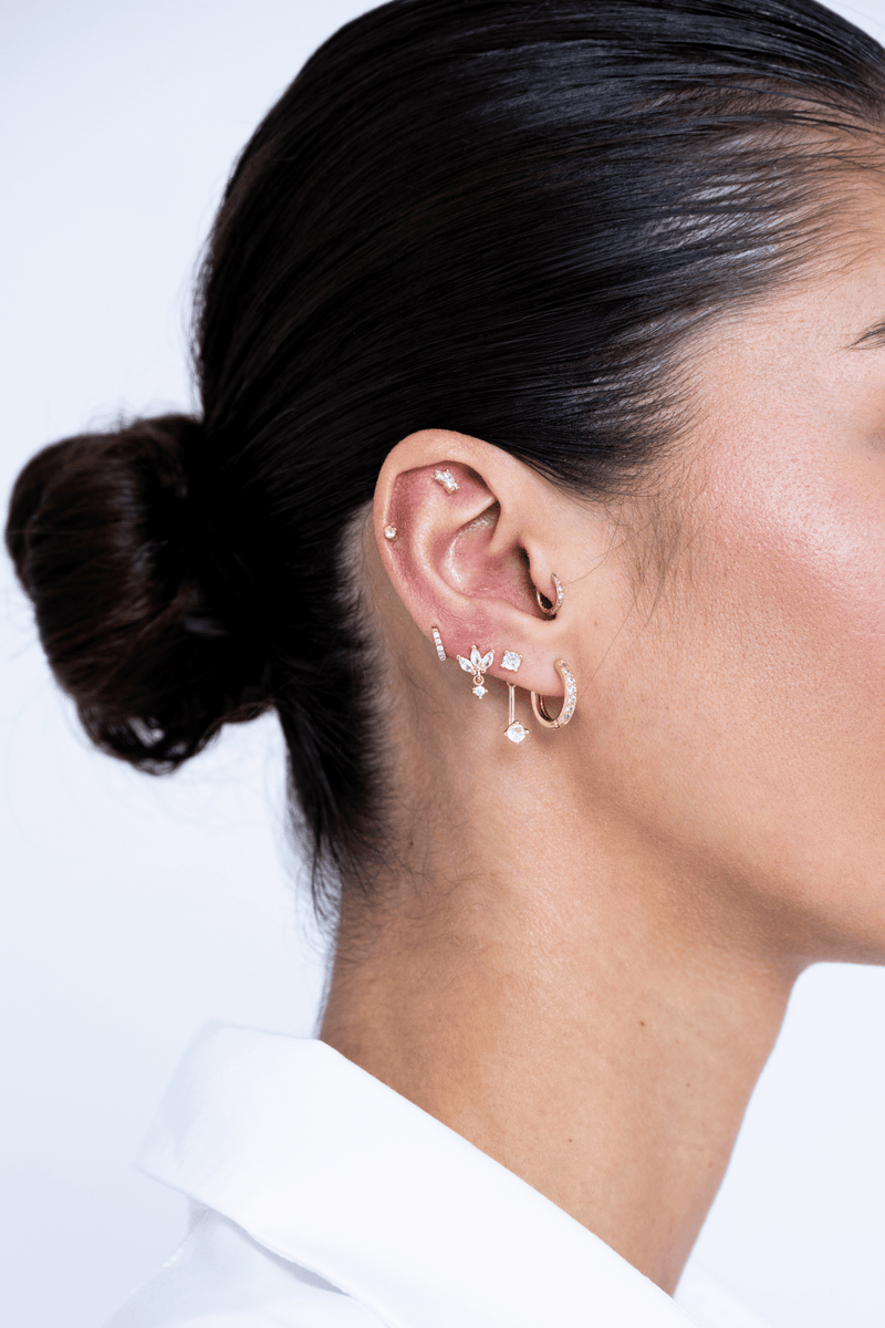 CRYSTAL MINI HOOPS GOLD