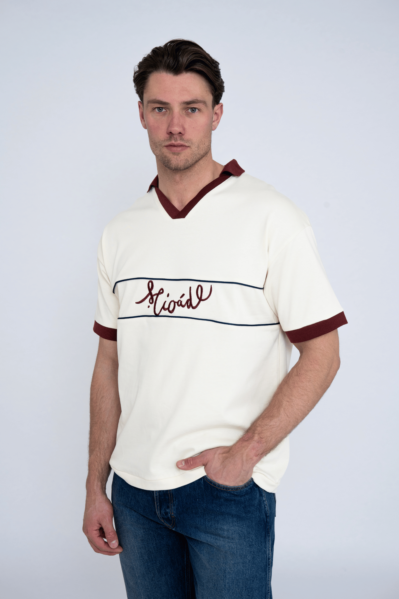 SCRIPT POLO T-SHIRT CREAM