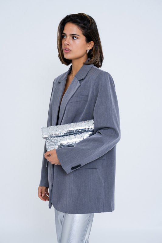 GLITTER CLUTCH SILVER