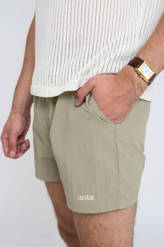 LOGO SWIM SHORTS OLIVE GREEN