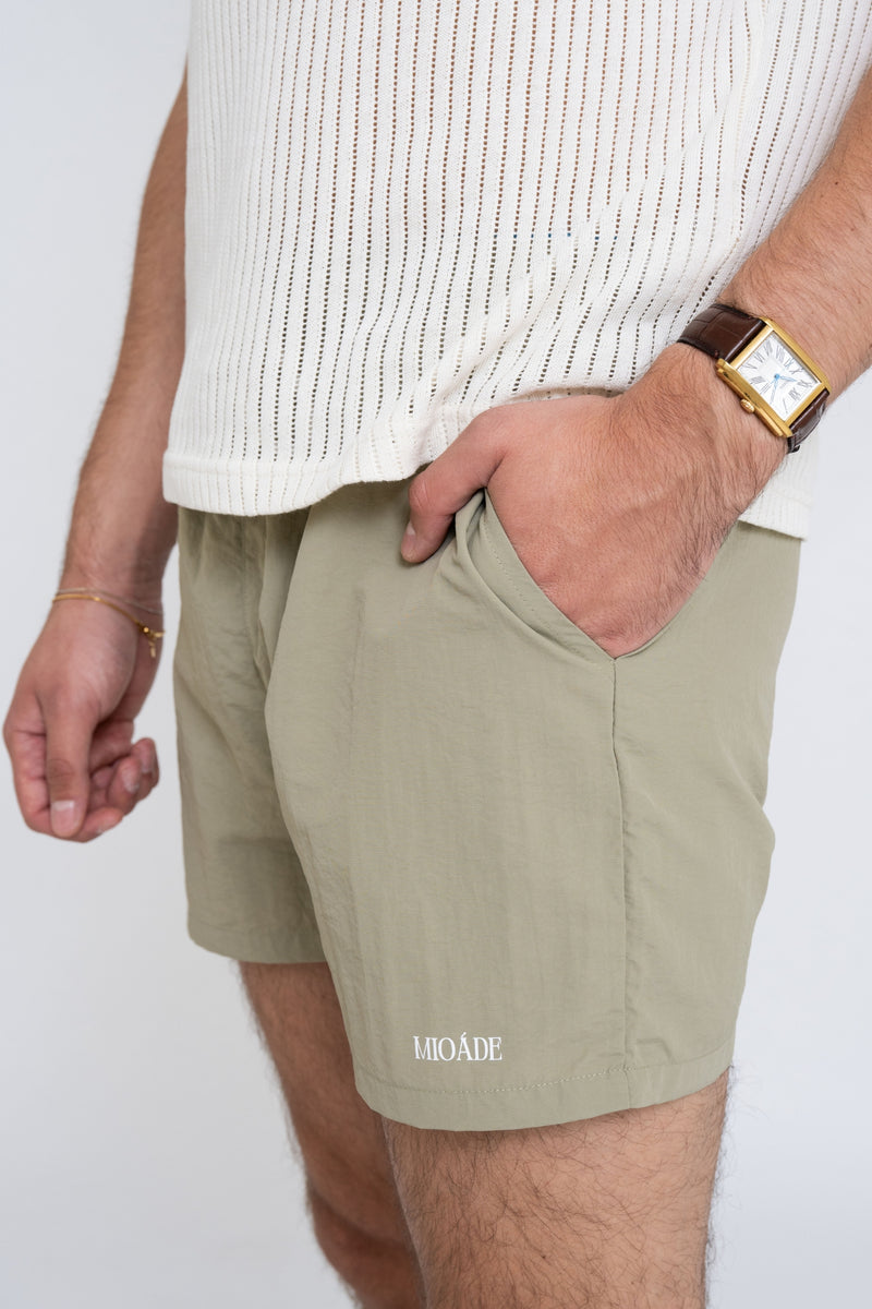 LOGO SWIM SHORTS OLIVE GREEN
