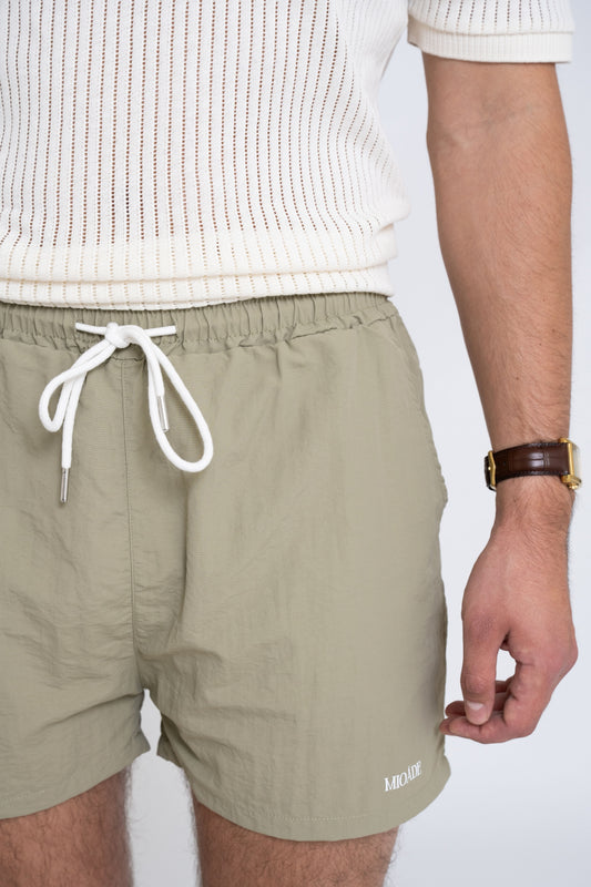 LOGO SWIM SHORTS OLIVE GREEN