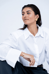 PADDED SHOULDER BLOUSE WHITE
