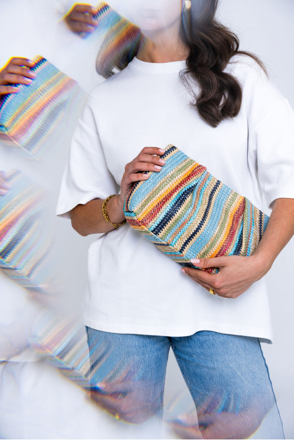 RAFFIA CLUTCH MULTICOLOR