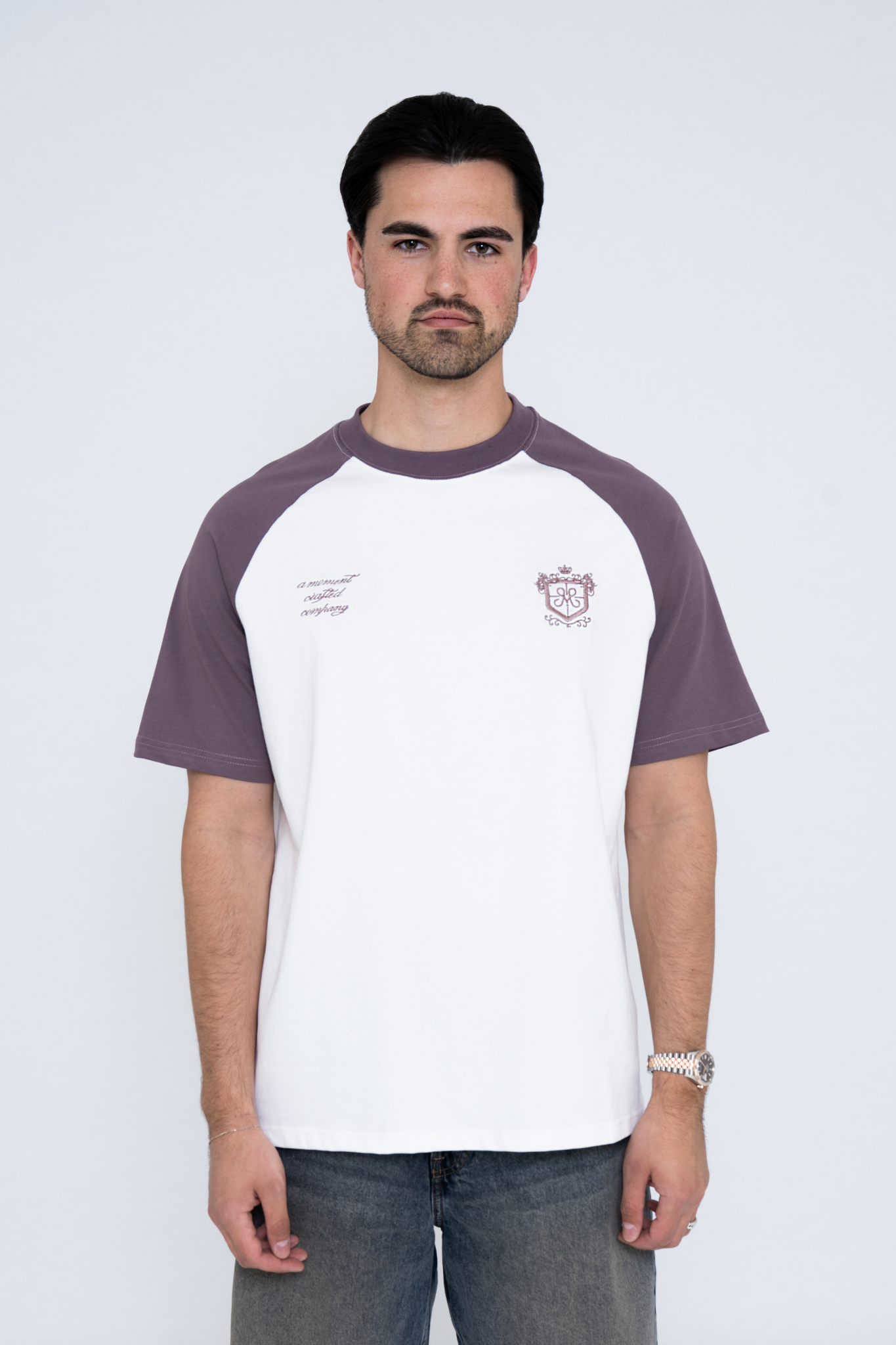 RAGLAN T-SHIRT WHITE PURPLE