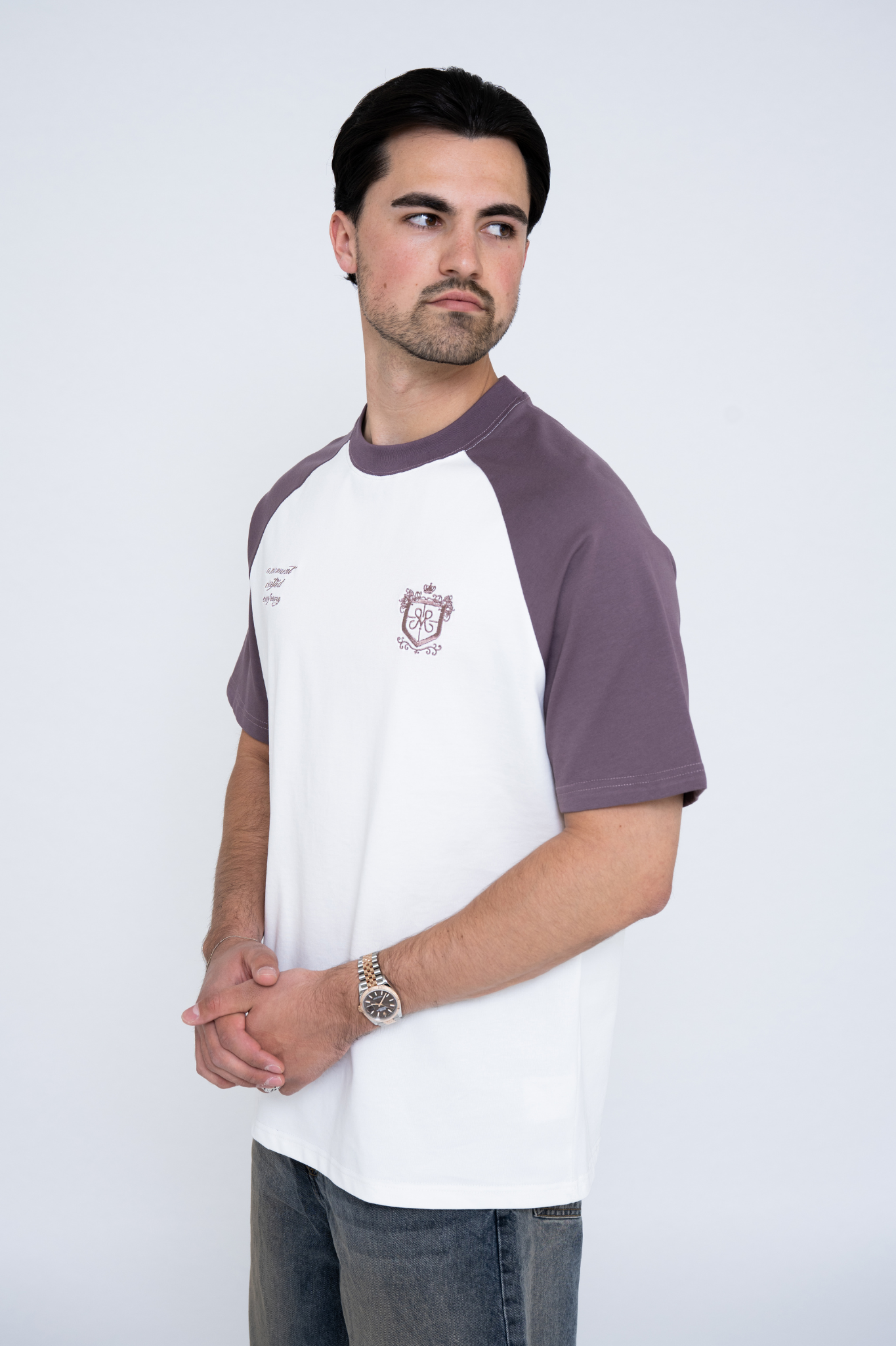 RAGLAN T-SHIRT WHITE PURPLE