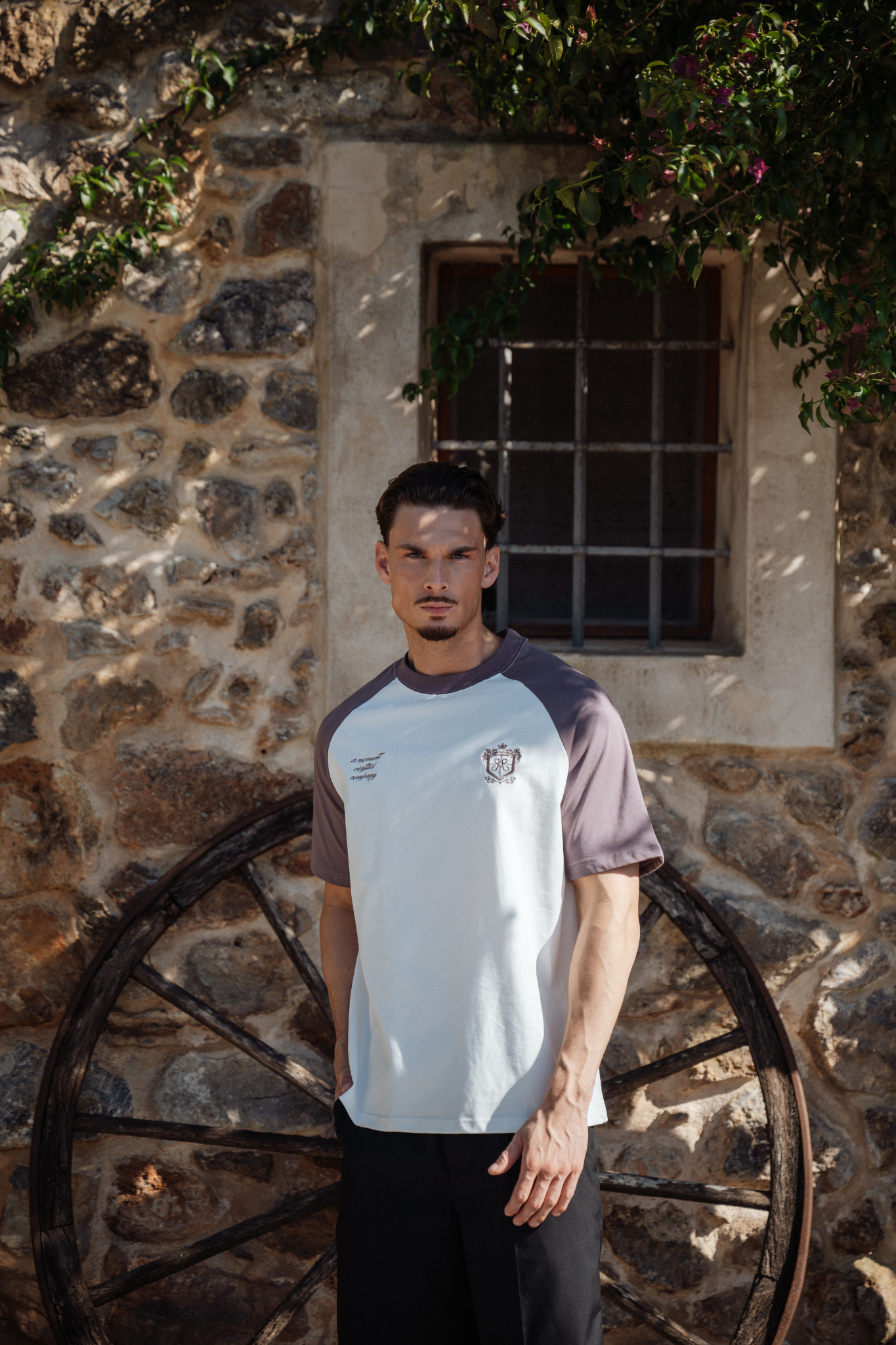 RAGLAN T-SHIRT WHITE PURPLE