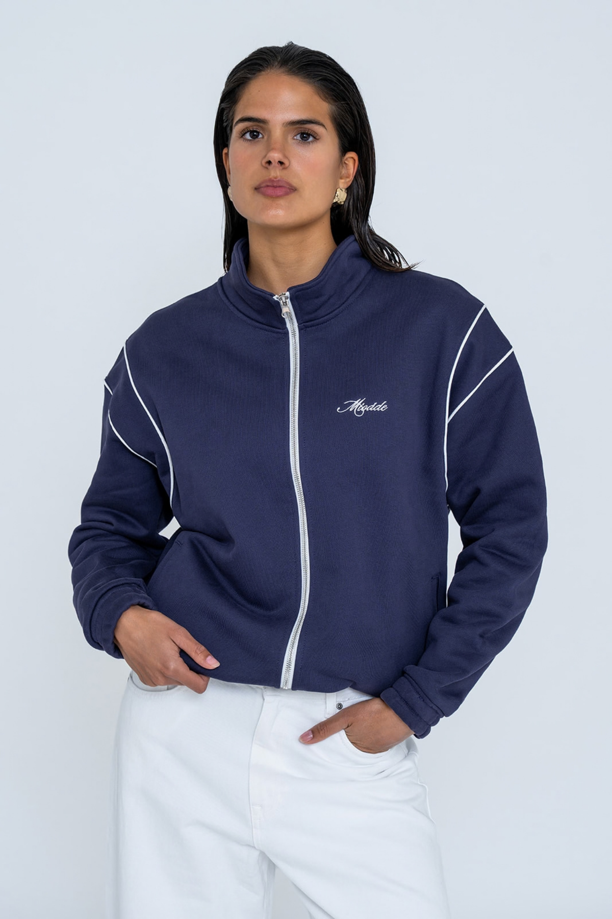 SCRIPT TRACK JACKET NAVY