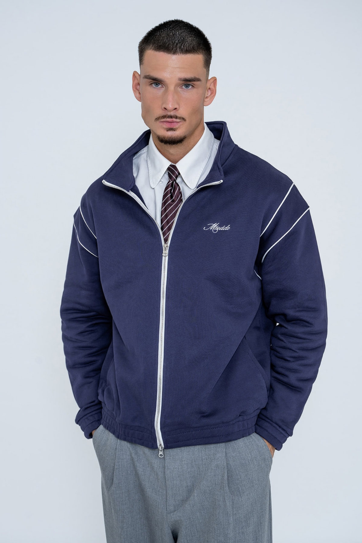 SCRIPT TRACK JACKET NAVY