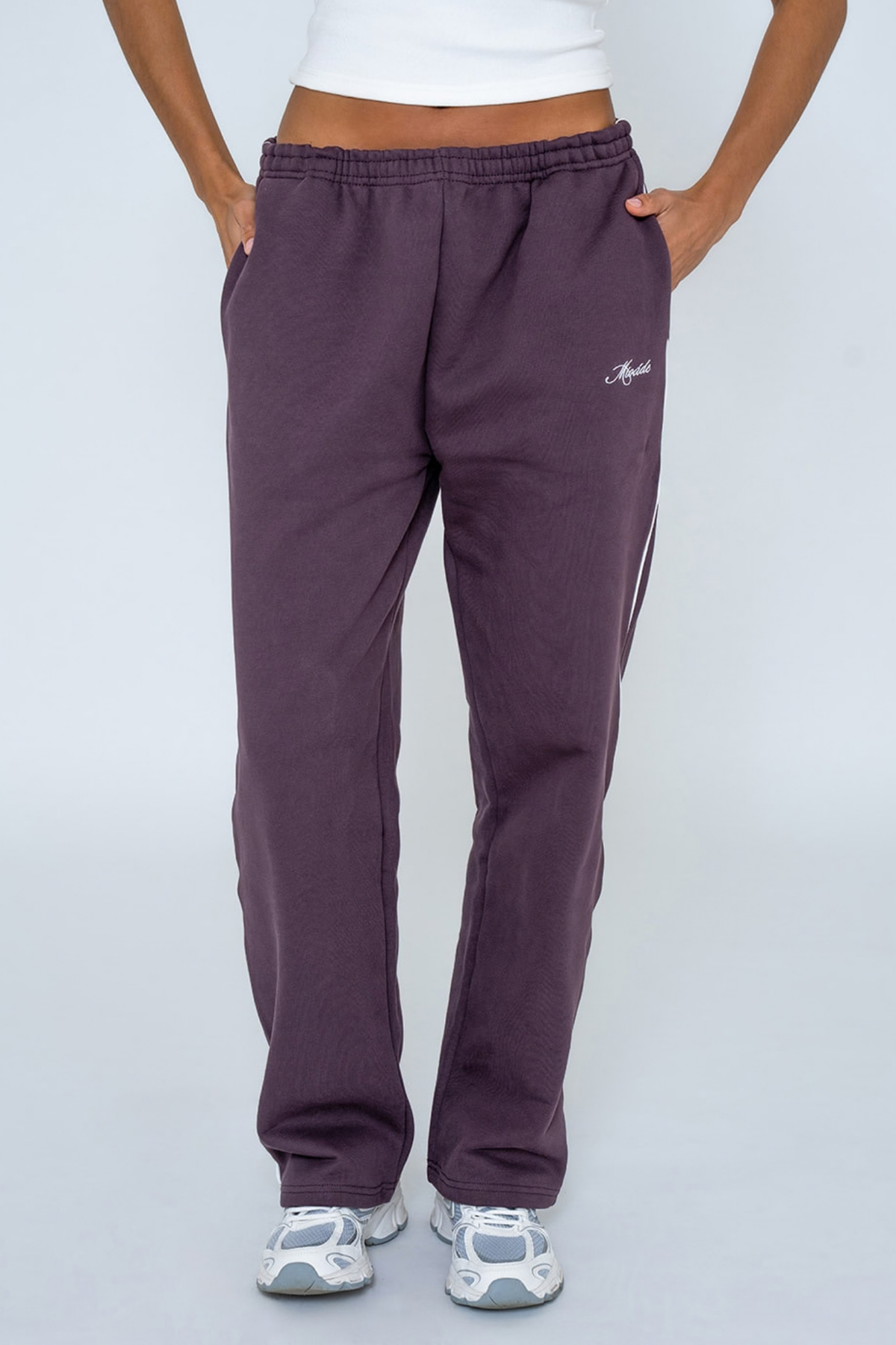SCRIPT TRACK PANTS PLUM