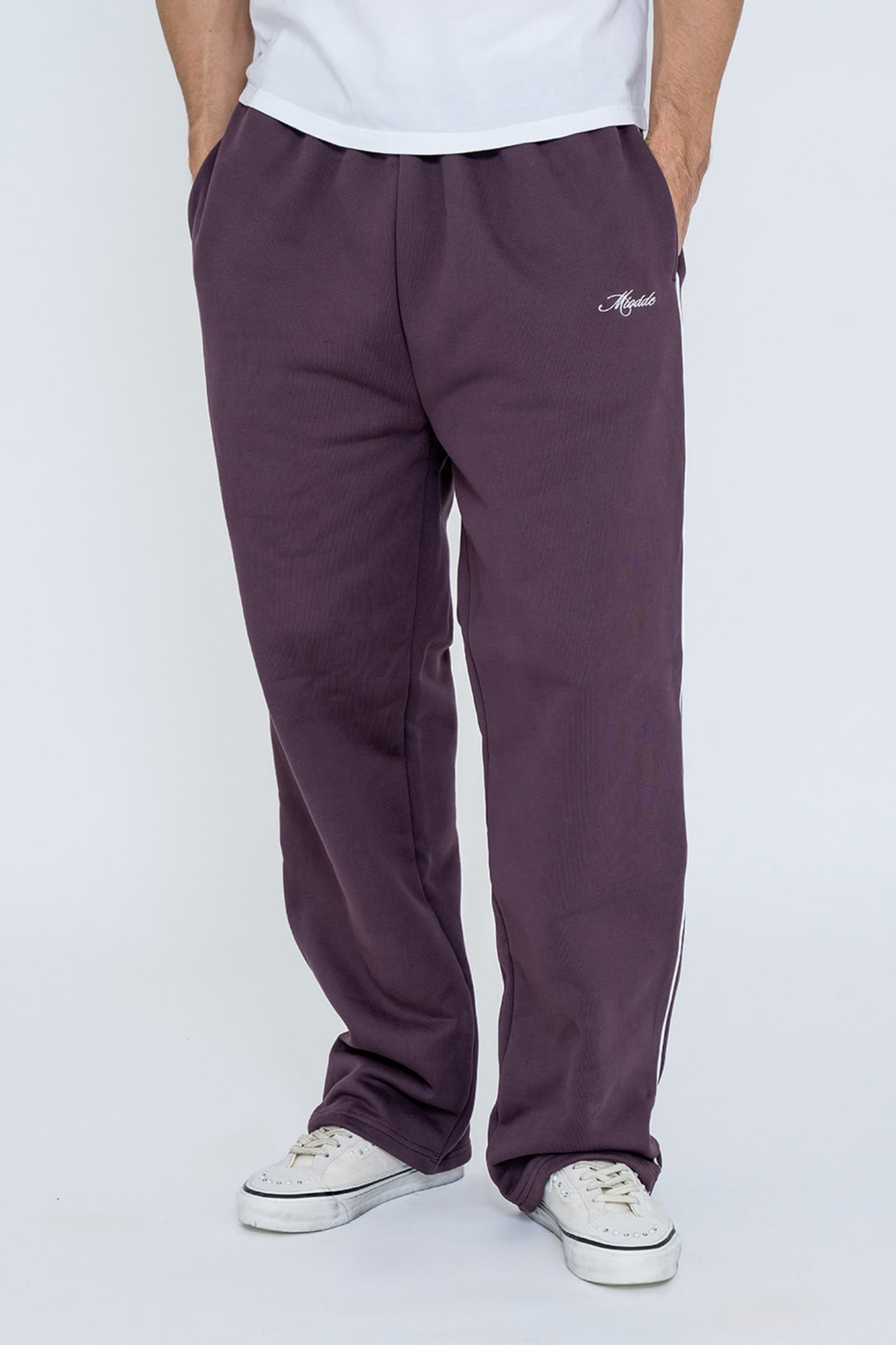 SCRIPT TRACK PANTS PLUM